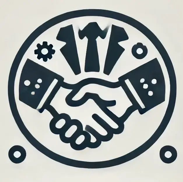 Simple icon representing Full Consultancy Service with a professional handshake, designed in a minimalistic and modern style